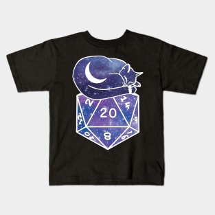 Sleepy Kitty on a D20 Kids T-Shirt